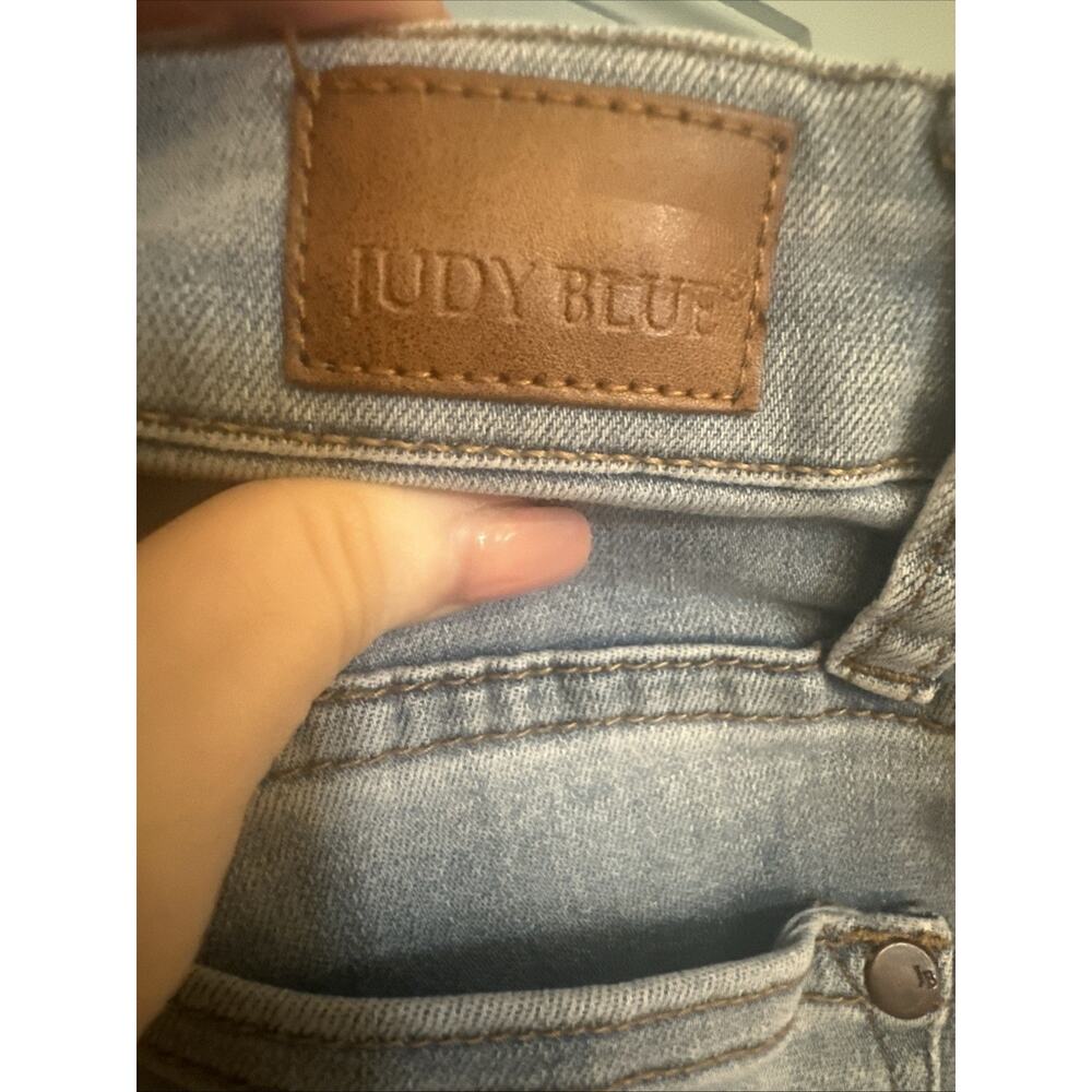 Judy Blue Light Blue Distressed Skinny Jeans with Floral Patchwork - Picture 13 of 13